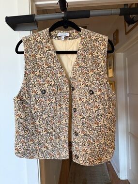 & Other Stories Quilted Floral Button Front Vest - with Multi-Colored Flowers